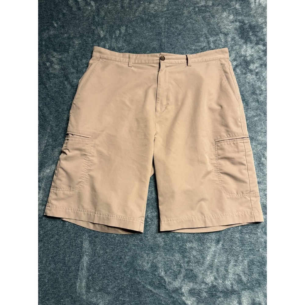 Adidas Mens Shorts 36 Cargo Golf Shorts Khaki AE7002 Solid Polyester Zip